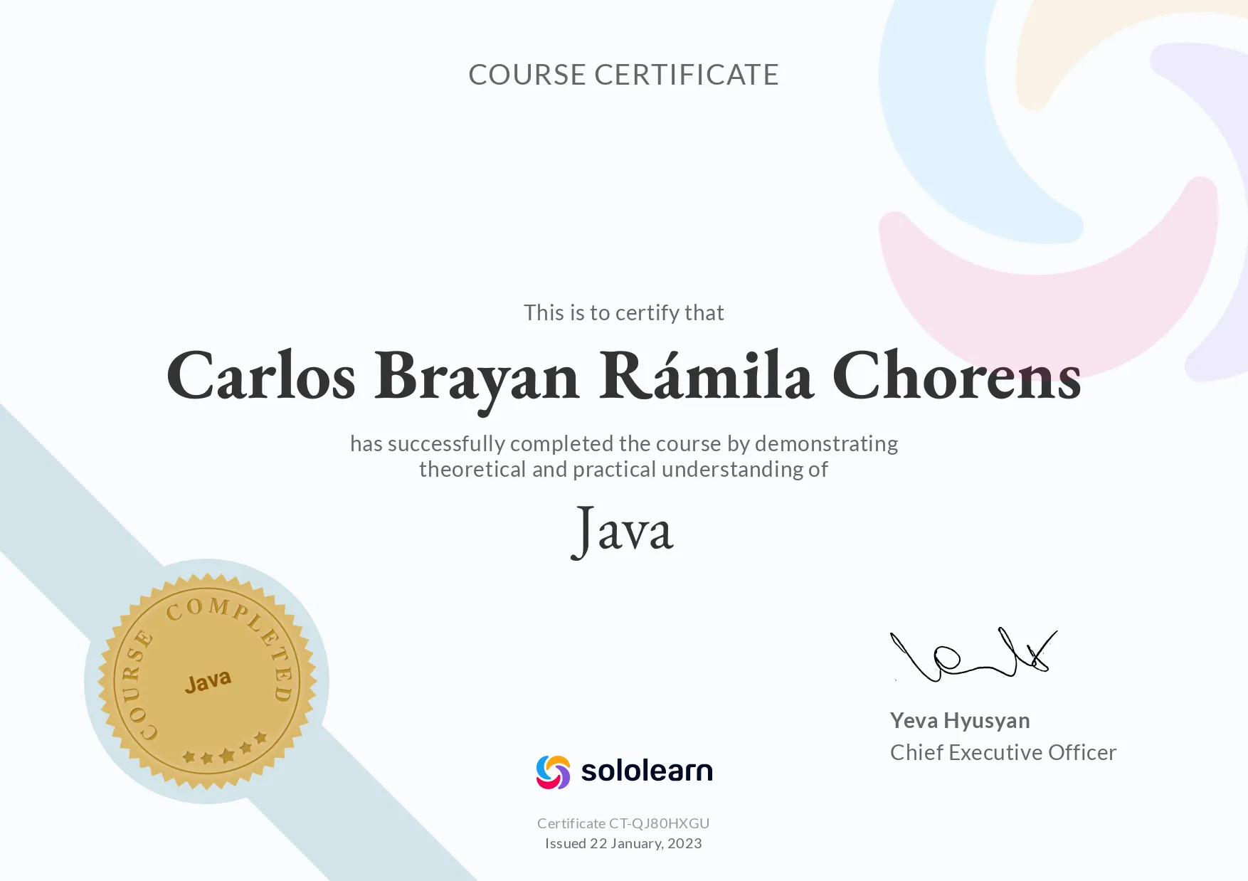 CertificateS SoloLearn