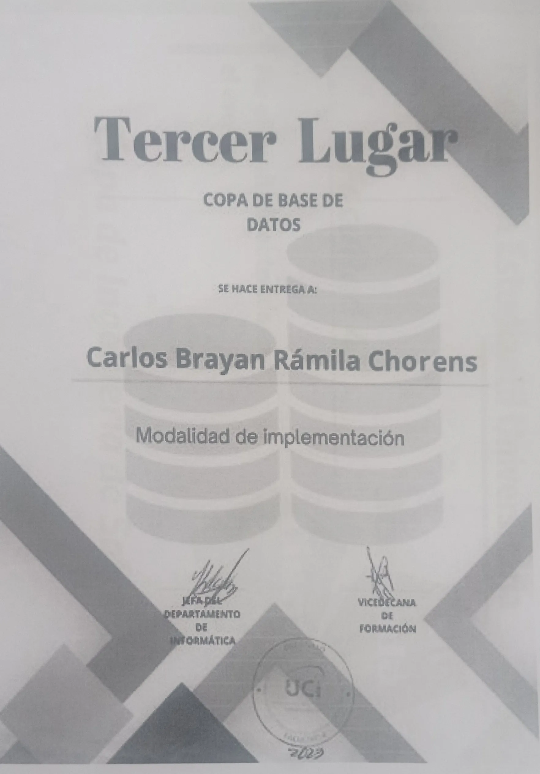 Tercer Lugar Copa de Base de Datos