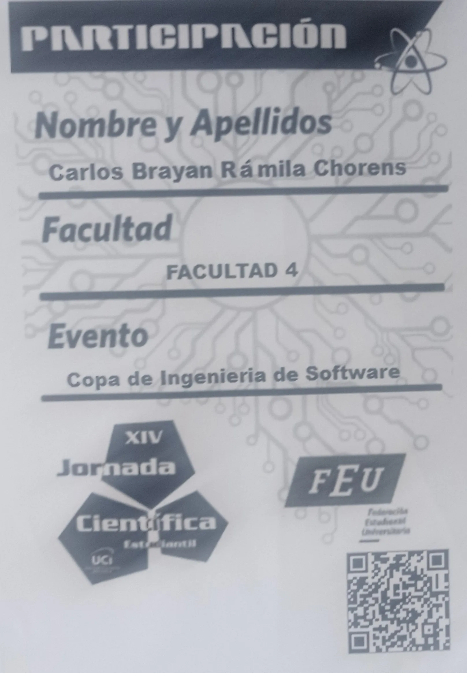 Participante Copa de ingeniería de Software