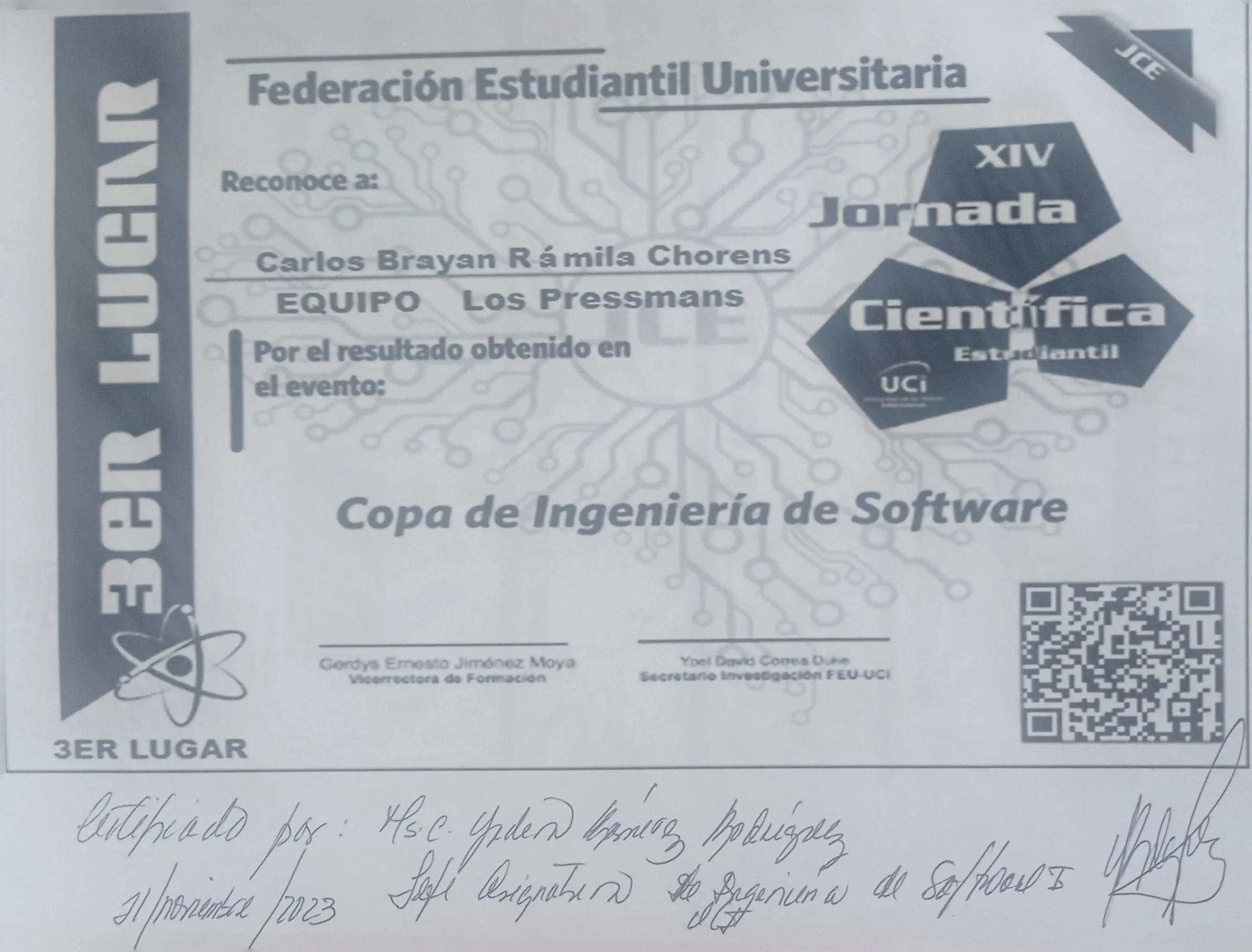 Tercer Lugar Copa de ingeniería de Software